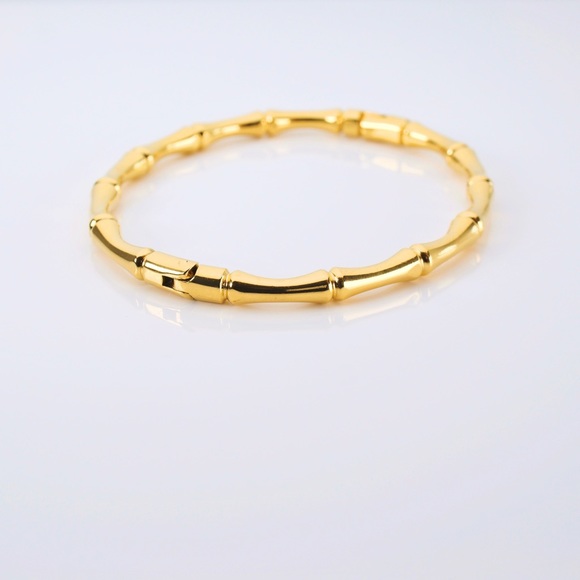Bamboo Bangle 18K Gold Plated Bracelet - Picture 6 of 9